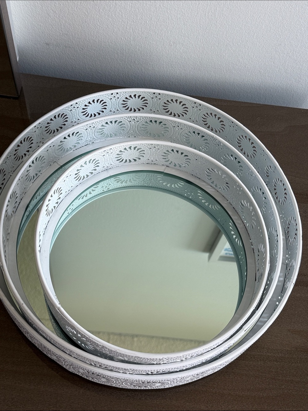White Decorative Metal Nesting Trays - Elegant Home Kitchen Set